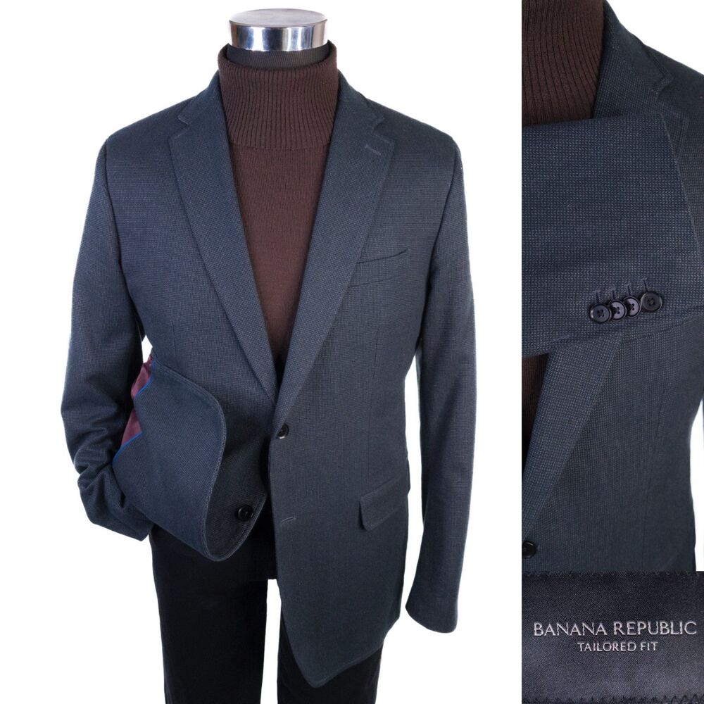 BANANA REPUBLIC Blazer Sport Coat 2 Button Casual Dark Teal Jacket Sz 42R COTTON